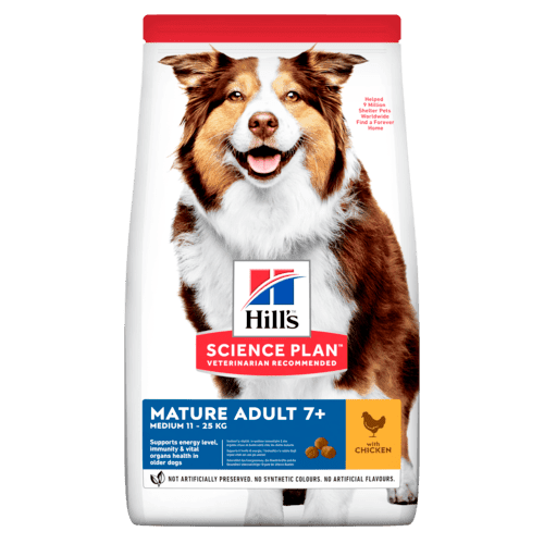 Hill’s Science Plan Mature Adult 7+ Medium с пилешко Hill’s Science Plan Mature Adult 7+ Medium с пилешко