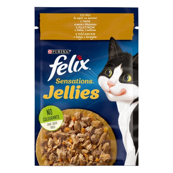 Felix Fantastic Sensations пауч с говеждо и домати в желе за котки 85 гр Felix Fantastic Sensations пауч с говеждо и домати в желе за котки 85 гр
