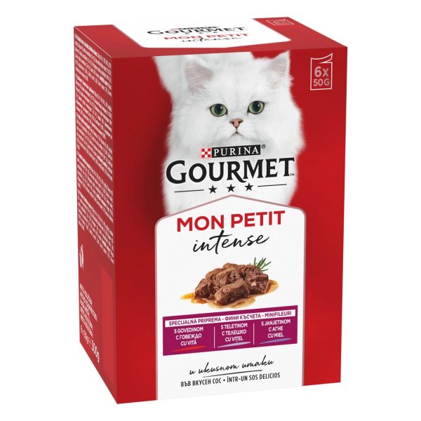 Gourmet Mon Petit паучове за котки с говеждо и черен дроб 6 х 50 гр Gourmet Mon Petit паучове за котки с говеждо и черен дроб 6 х 50 гр