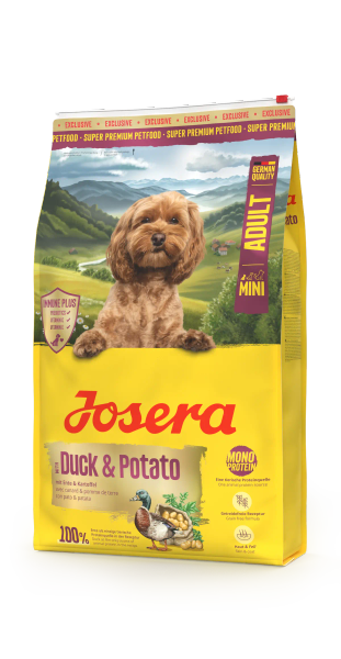 Josera Dog Mini Junior Duck & Potato суха храна за израснали кучета от дребни породи с патица и картофи - 900 гр или 10 кг