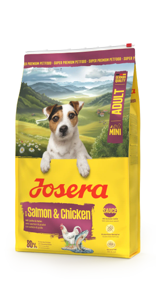 Josera Dog Mini Adult Salmon & Chicken суха храна за израснали кучета от дребните породи със сьомга и пилешко месо - 900 гр, 3 кг или 10 кг