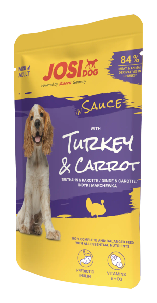 JosiDog Mini Turkey & Carrot пауч пуйка и моркови в сос 100 гр JosiDog Mini Turkey & Carrot пауч пуйка и моркови в сос 100 гр