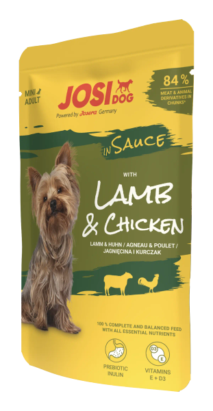 JosiDog Mini Lamb & Chicken пауч агнешко и пилешко в сос 100 гр JosiDog Mini Lamb & Chicken пауч агнешко и пилешко в сос 100 гр
