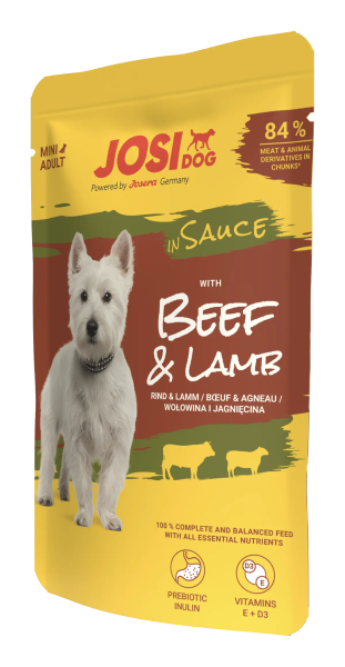 JosiDog Mini Beef & Lamb пауч телешко и агнешко в сос 100 гр JosiDog Mini Beef & Lamb пауч телешко и агнешко в сос 100 гр